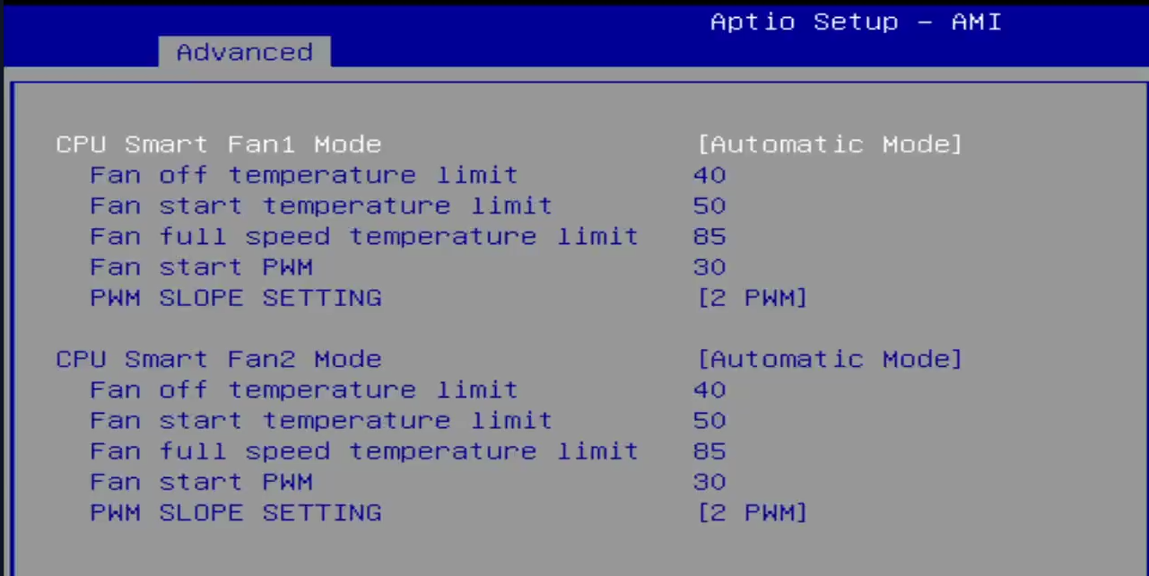 Fan Profile Settings